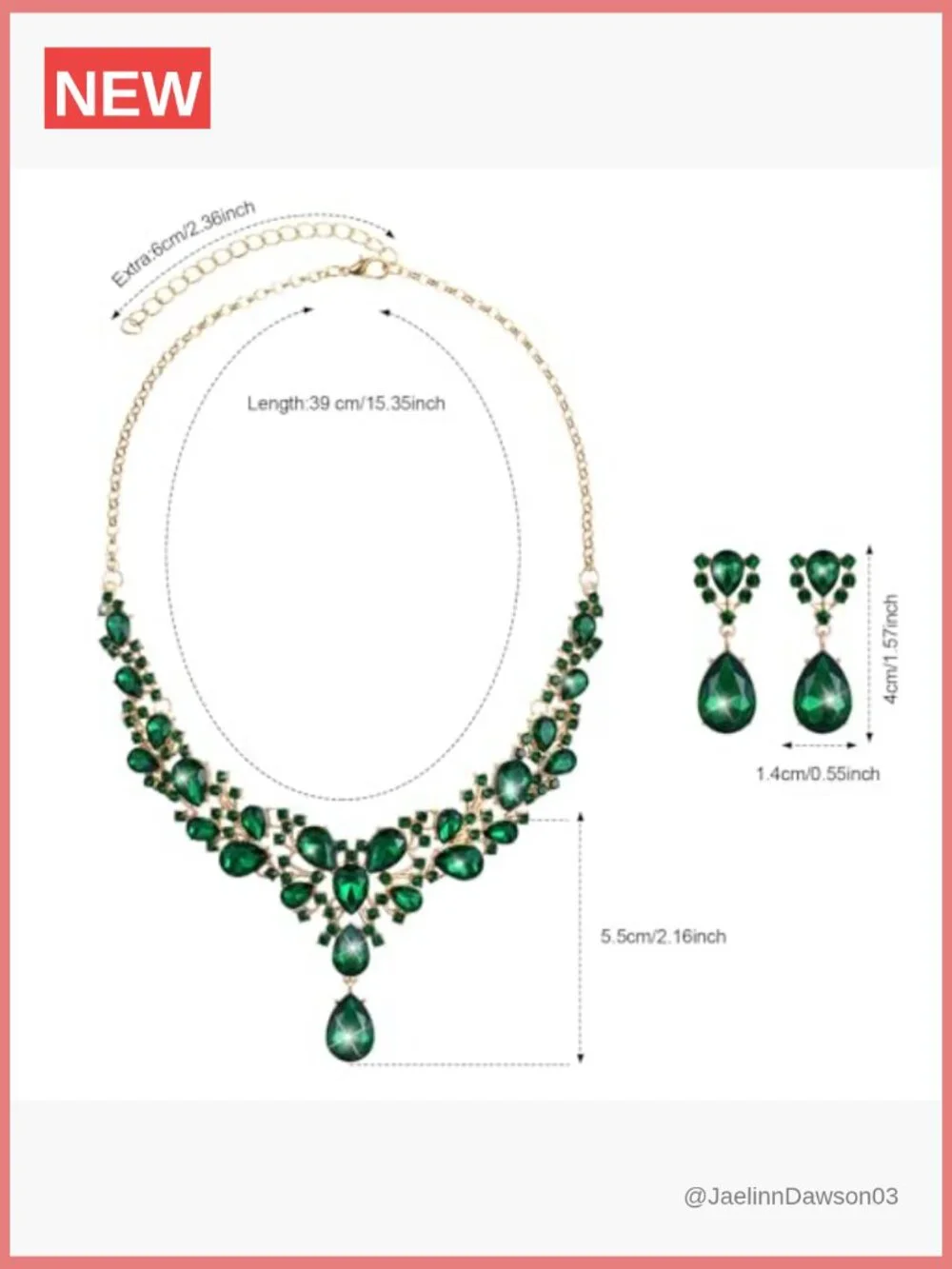 Teardrop Cluster Crystal Bridal Jewelry Set Necklace Earrings